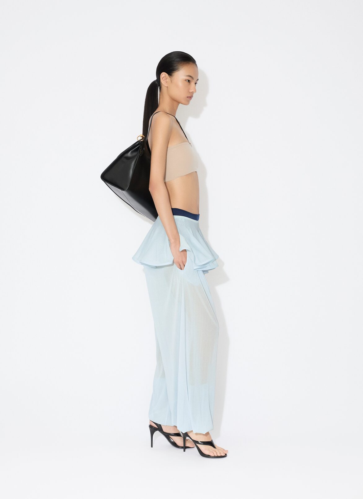 KNIT PEPLUM PANTS ALAÏA LIGHT GREEN KNIT PEPLUM PANTS